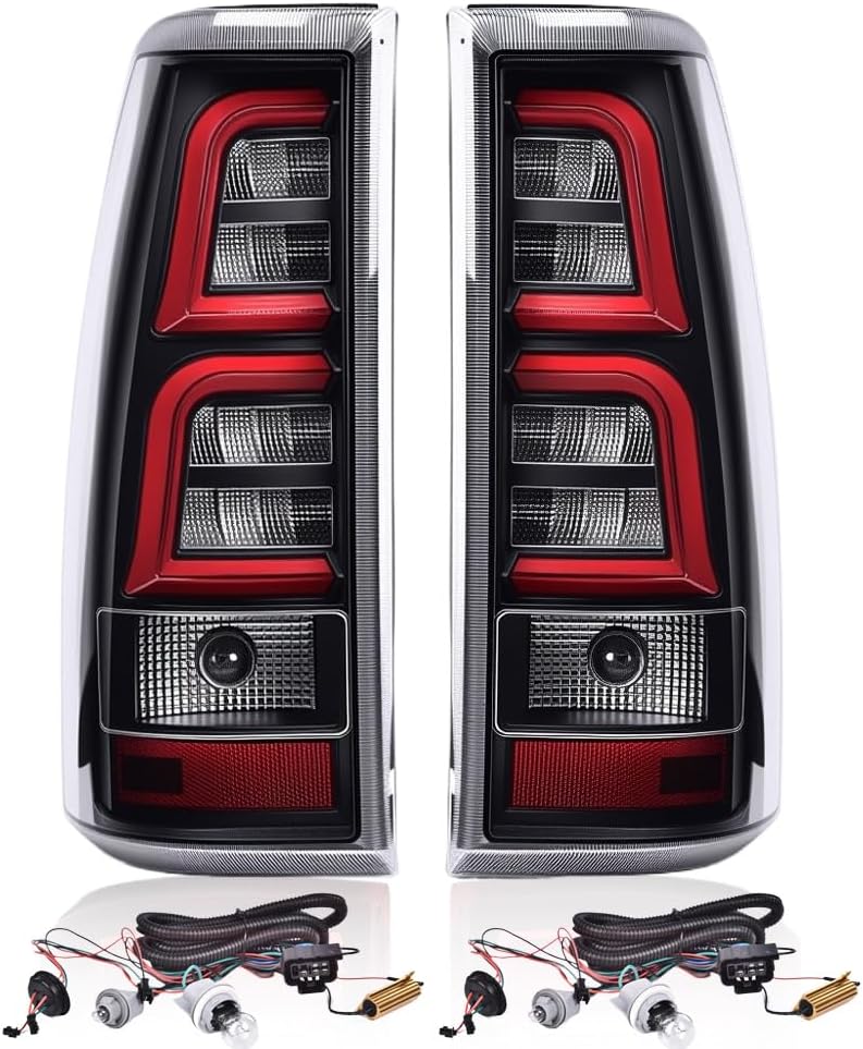 CNNELL Tail Lights Assembly Rear Lights Tail Lamp Compatible with Chevy Silverado 2003-2006 Pickup Red Clear Driver Left Side and Passenger Right Side Replacement GM2800174