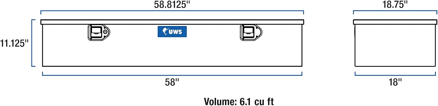 UWS EC20081 58-Inch Heavy-Wall Aluminum 5th Wheel Truck Bed Tool Box, RigidCore Lid