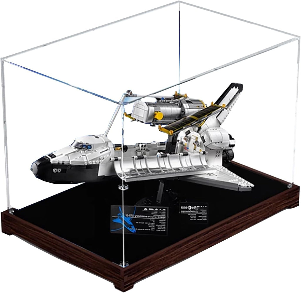 Acrylic Display Case for Lego 10283 Space Shuttle Discovery Building Set– Dustproof Display Box & Showcase, Display Box Compatible with Lego 10283 -Only Display case (Black Walnut Base 3mm)