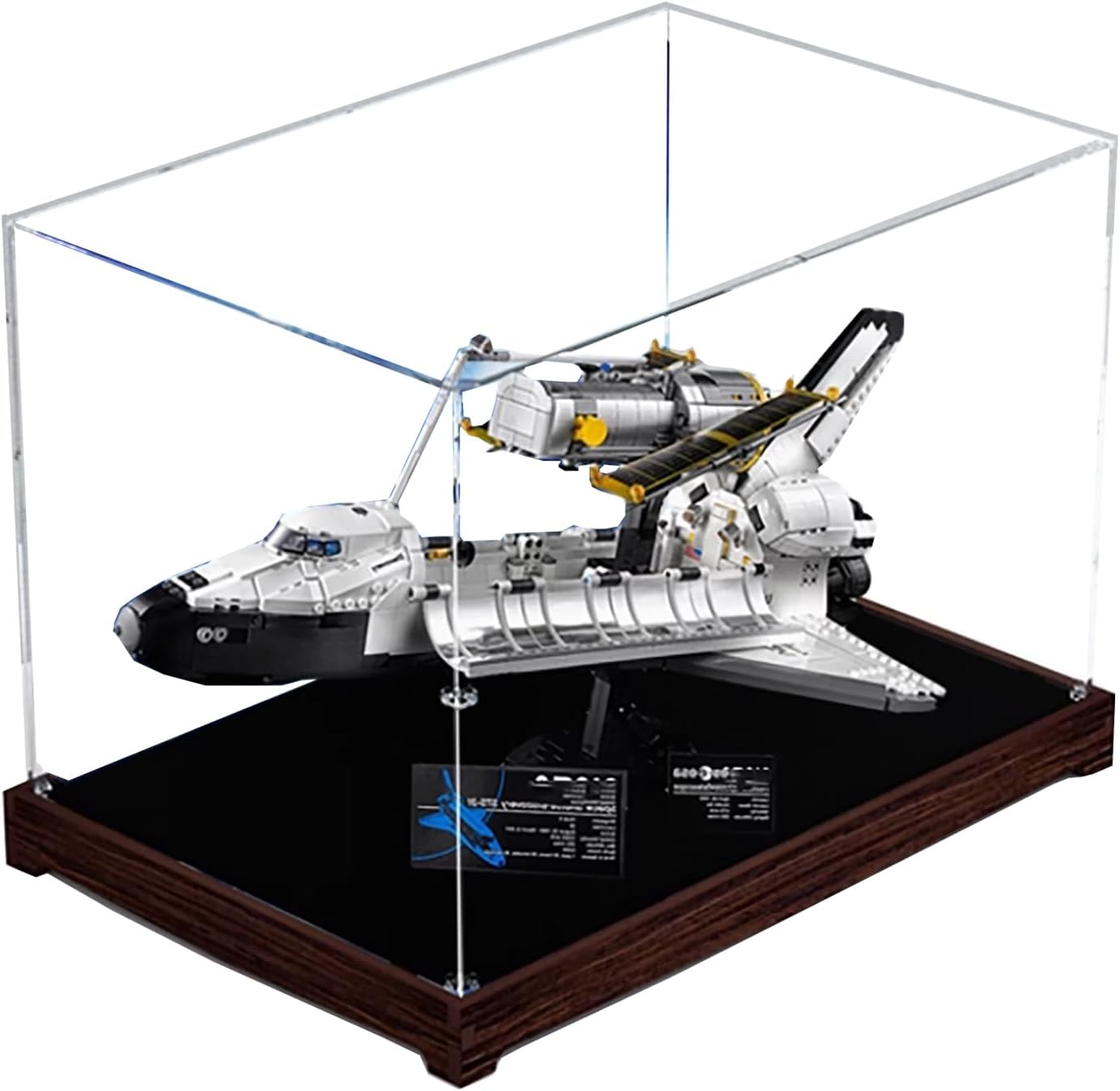Acrylic Display Case for Lego 10283 Space Shuttle Discovery Building Set– Dustproof Display Box & Showcase, Display Box Compatible with Lego 10283 -Only Display case (Black Walnut Base 3mm)