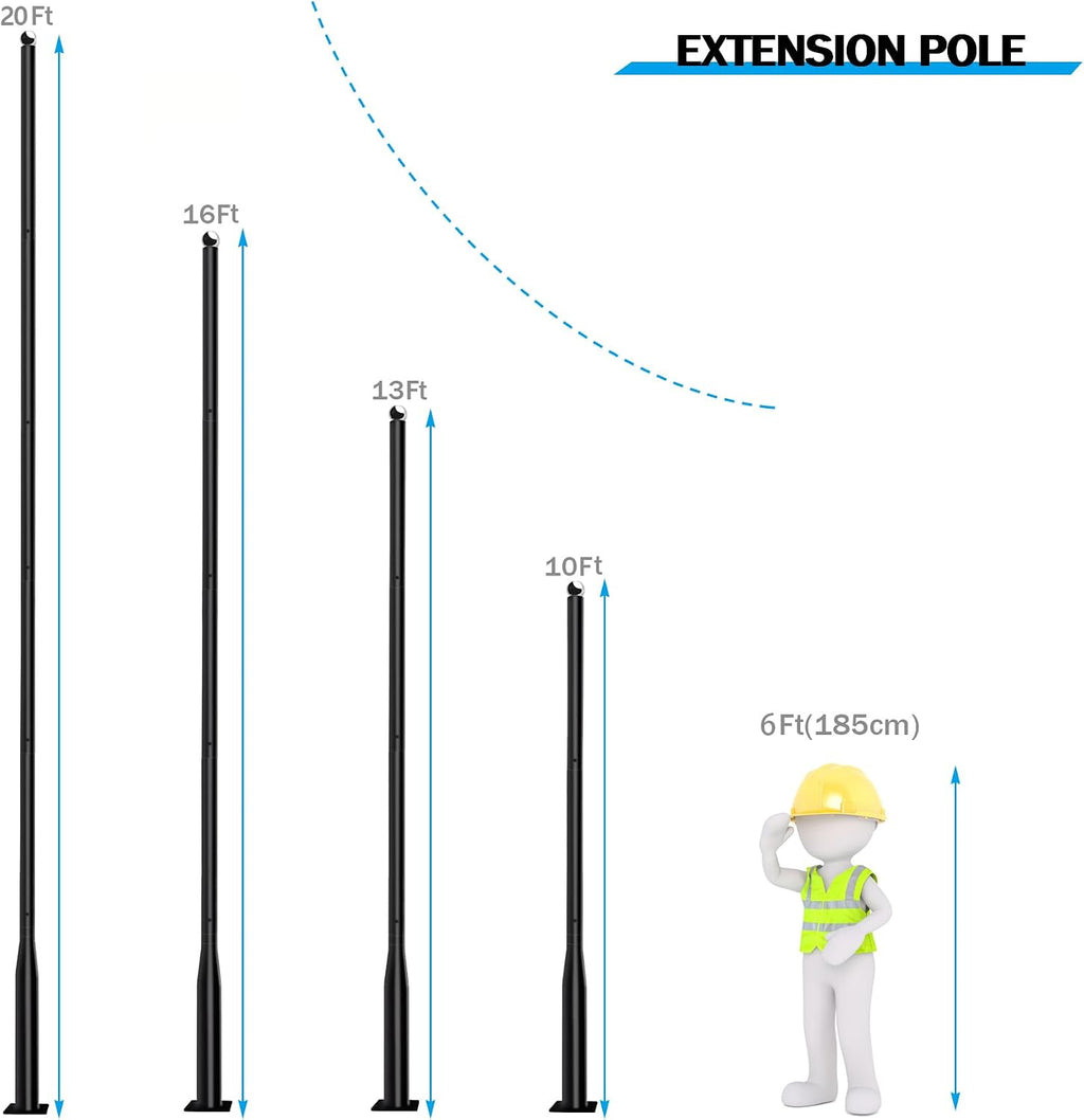 Street Light Pole 13Ft,Street Light Poles for Outdoor Lighting, Solar Street Light Pole Accessory for Street, Patio, Backyard, Basketball Court, Park