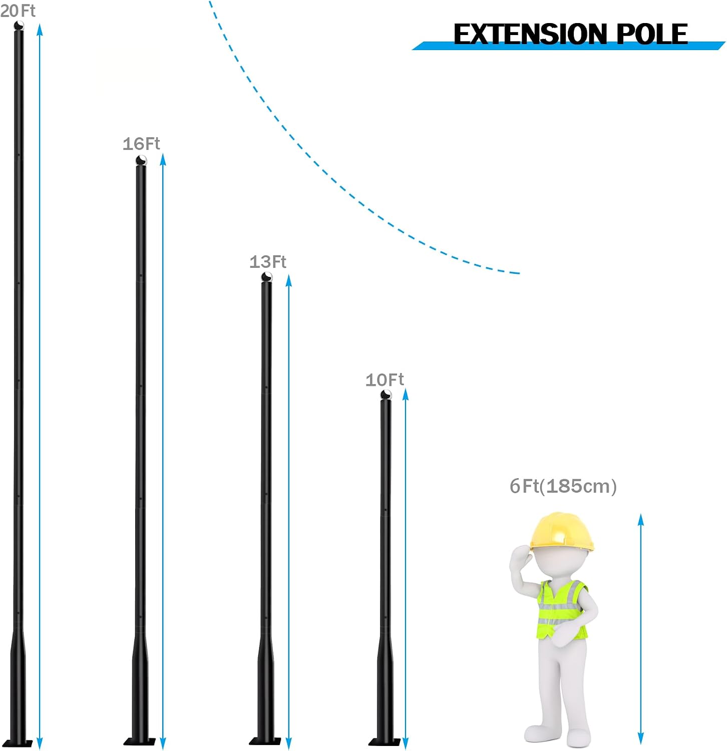 Street Light Pole 13Ft,Street Light Poles for Outdoor Lighting, Solar Street Light Pole Accessory for Street, Patio, Backyard, Basketball Court, Park