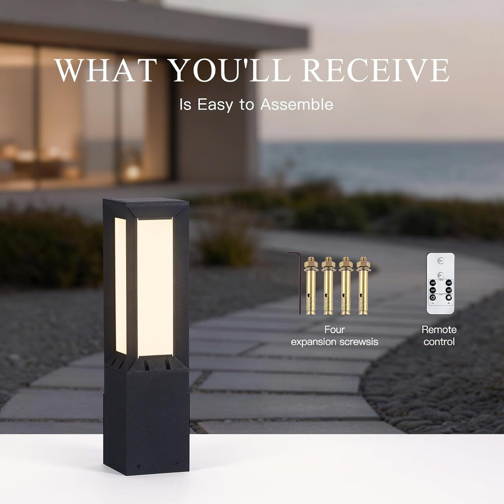 Modern Solar Pathway Lights Outdoor IP65 Waterproof, 23.62' Landscape Path Lights, Modern Commercial Pathway Lighting, 3000K LED Solar Bollard Light for Driveway Entrance Garage Courtyard