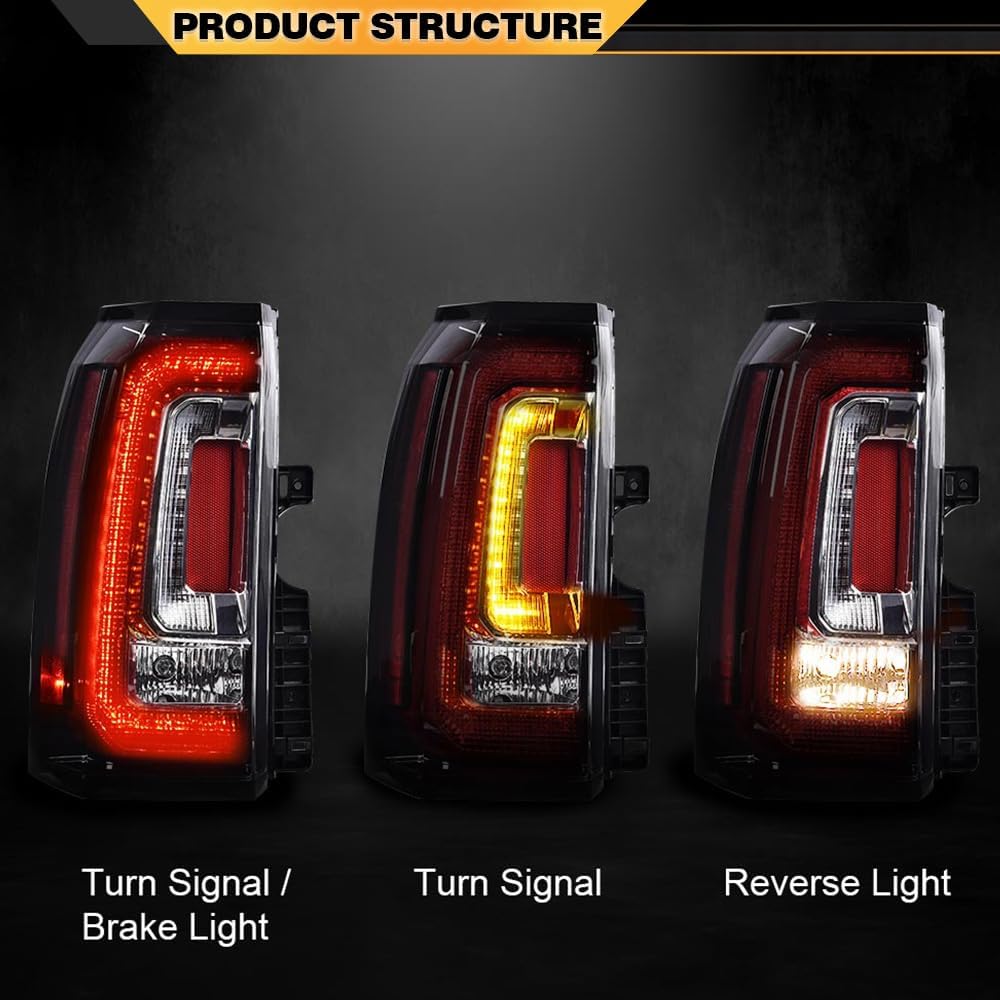 CNNELL LED Tail Light Assembly Compatible with GMC Yukon 2015-2020 | Rear Lamps Fit GMC Yukon/Yukon XL 2015-2020 Driver&Passenger Side Pair, 84536243, GM2801268, 84536242, GM2800268