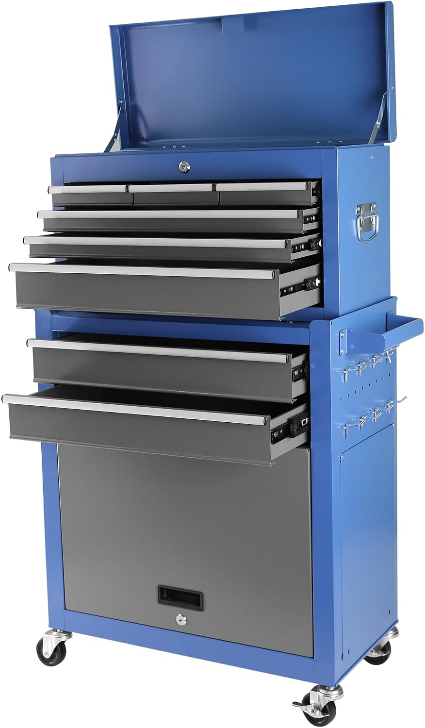 8-Drawer Rolling Tool Chest with Wheels, Large Mobile Steel Tool Storage Organizer with Lock&Liner for Warehouse, Workshop