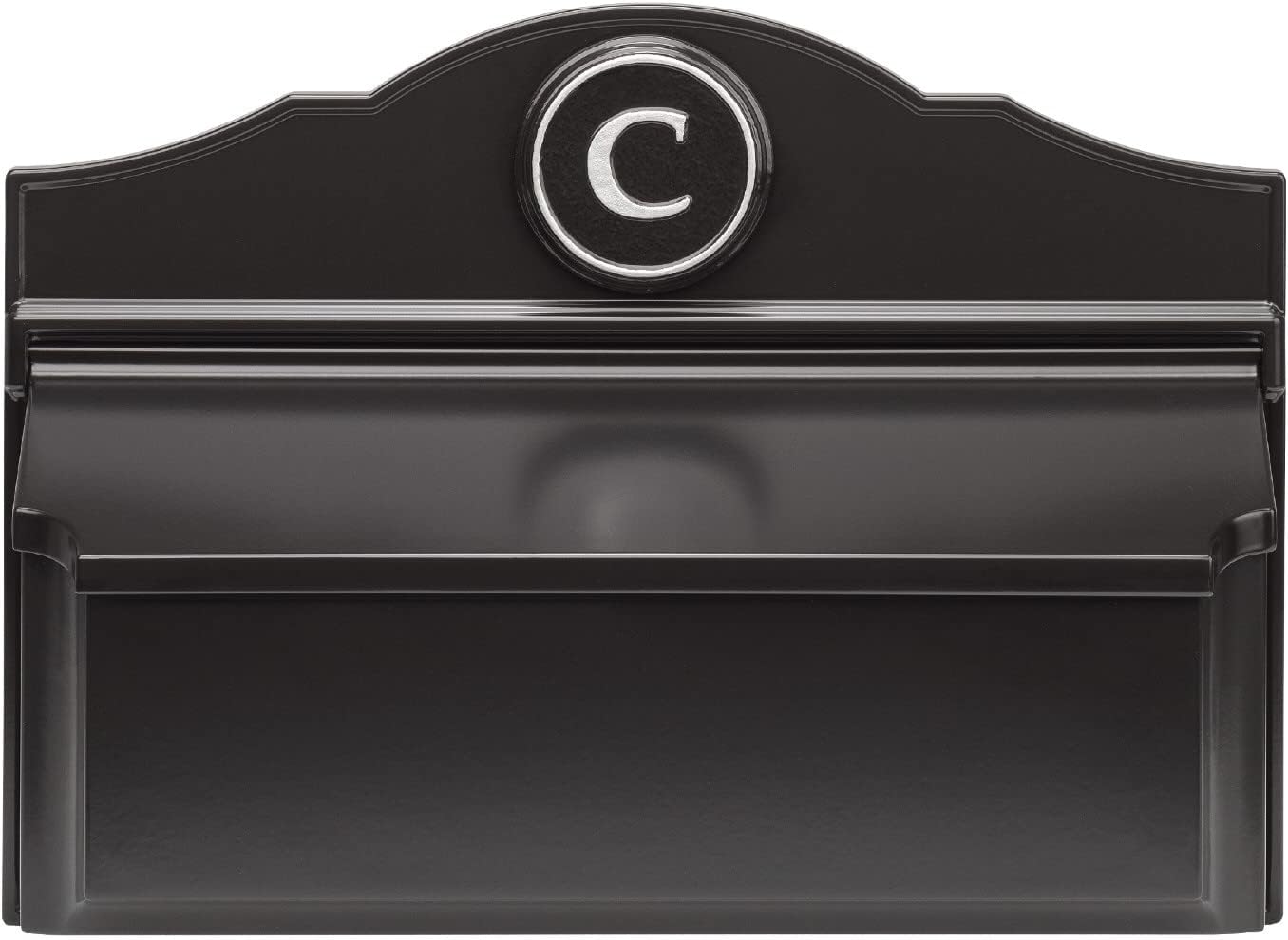Whitehall Custom Wall Mount Mailbox Package - Mail Box with Monogram, Sand Cast Aluminum, Classic Design Black Personalized in Silver