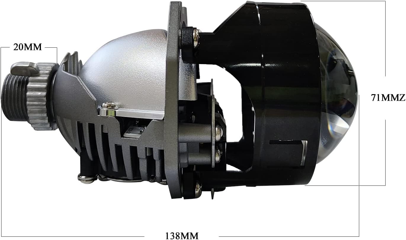 2.5 Inch Mini Projector Lens with Hi/Lo Beam Function,70W 20,000LM 6000K White,Sliver Shrouds DRL Angel Eyes Decoration White Yellow Signal Turning Light Retrofit H1 H4 H7