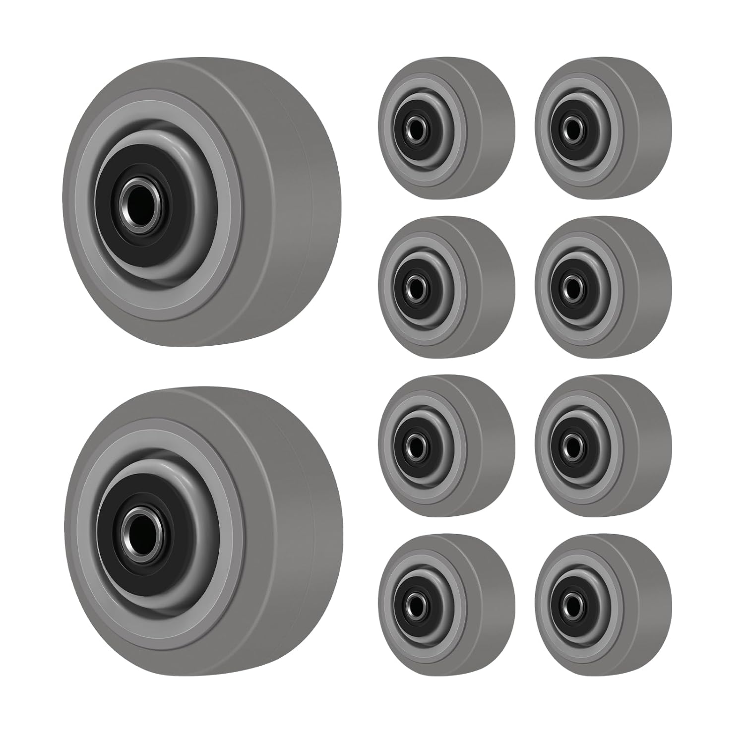 4 Inch Caster Wheels- Heavy Duty Casters, Rubber Wheels with up to 450LB Capacity Per Wheel for Hotel, Hospital and School Carts (10 Pack)