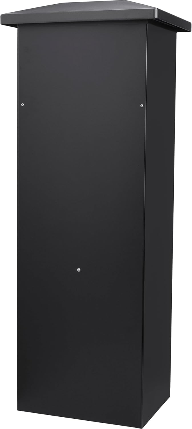 Winbest Steel Freestanding Floor Lockable Large Drop Slot Mail Box with Parcel Compartment, Black