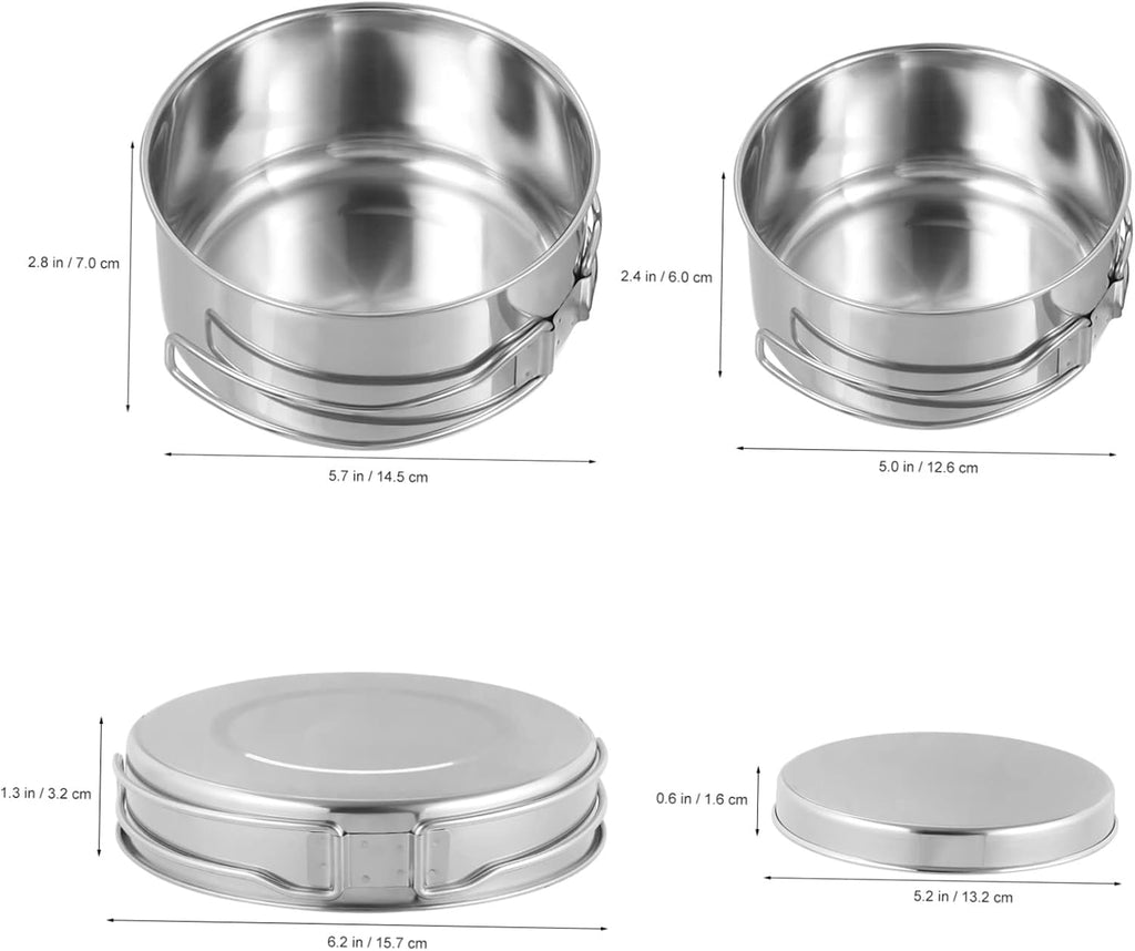 Milisten Camping Cookware Stainless Steel Stackable Pot Pan with Handle Non Stick Cooking Utensils for Outdoor