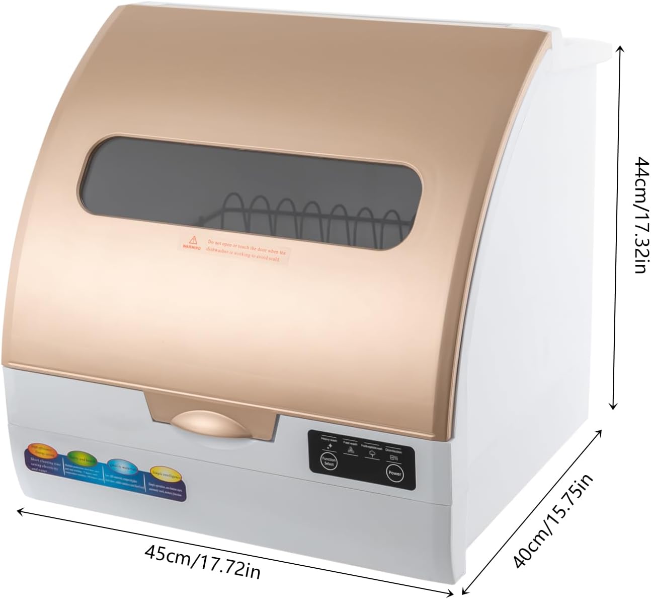 900W Countertop Dishwasher with 3 Washing Modes, 167℉ High-Temp, No Installation Needed, Portable Dishwasher with 3L Water Tank,Compact Mini Dish Washing Machine for Home (Type B - Gold)