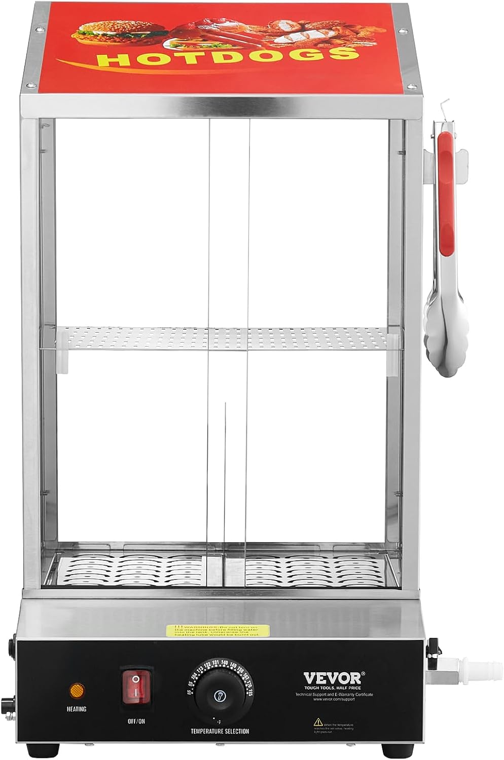 VEVOR Hot Dog Machine, 36 L, 2-Tier Hot Dog Steamer for 200 Hotdogs & 42 Buns, 1200W Electric Bun Warmer Cooker with Rotary Knob Temp Display