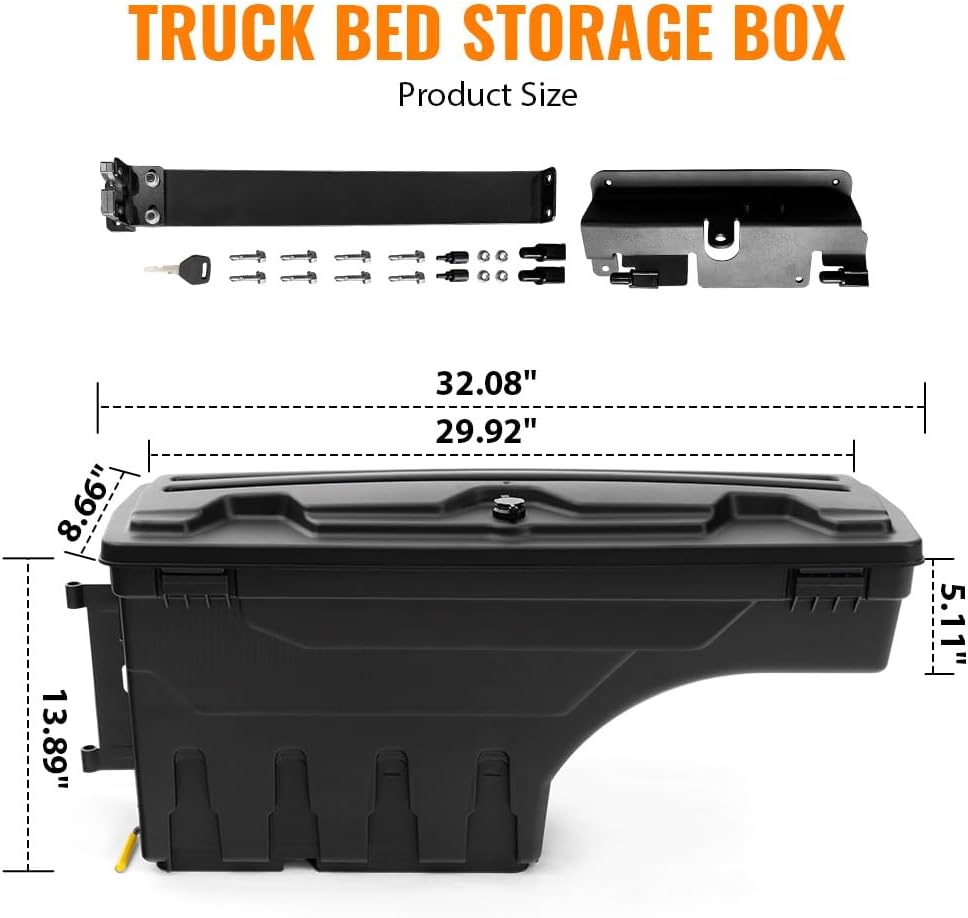 G-PLUS Lockable Storage Box Compatible With Chevy Silverado/GMC Sierra 1500/2500HD/3500HD 2007-2018 Lockable Storage Box Case Truck Bed Toolbox Pair