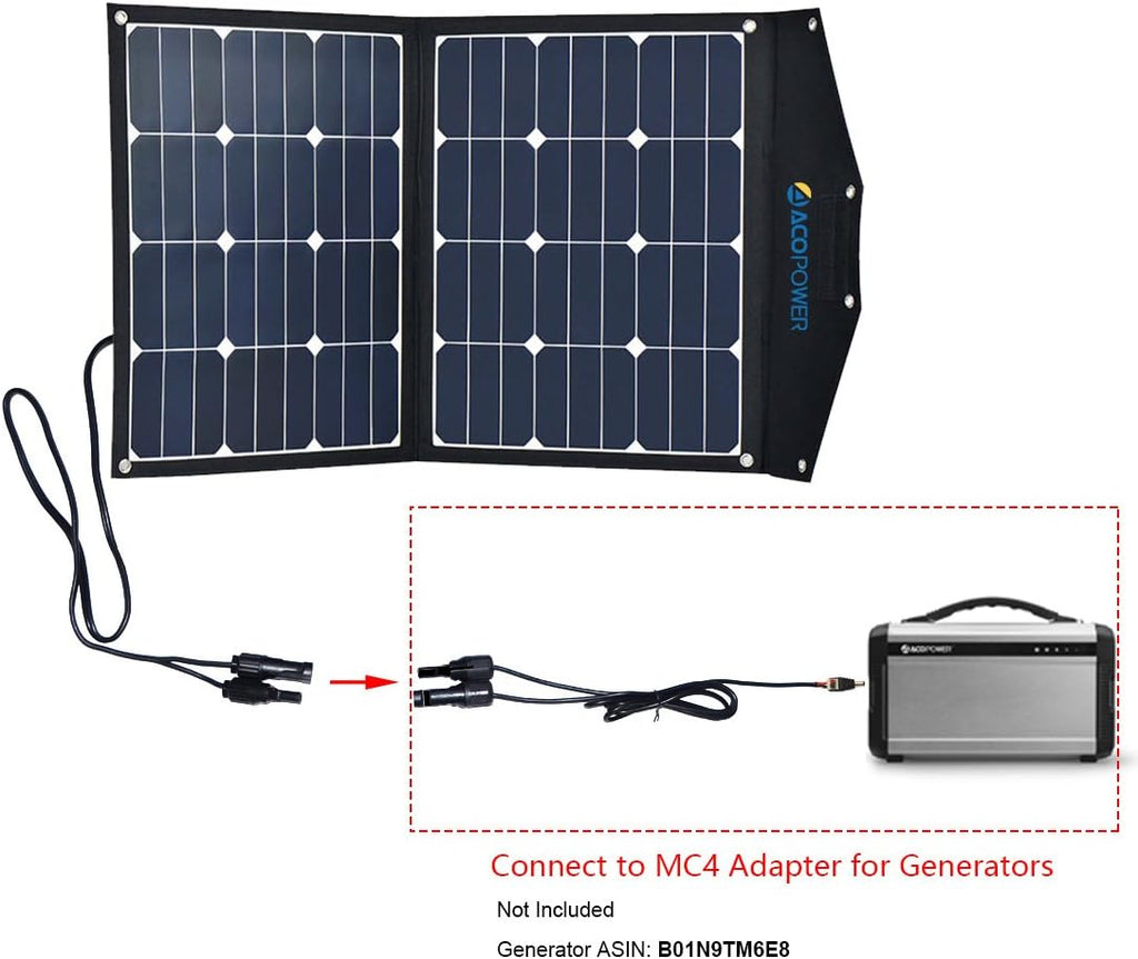 ACOPOWER 12V 70 Watt Foldable Solar Panel Kit; Portable Solar Charger Suitcase of 2x35W Monocrystalline Module & 5A Charge Controller for RV, Boats, Camping; w USB 5V Output as Phone Charger