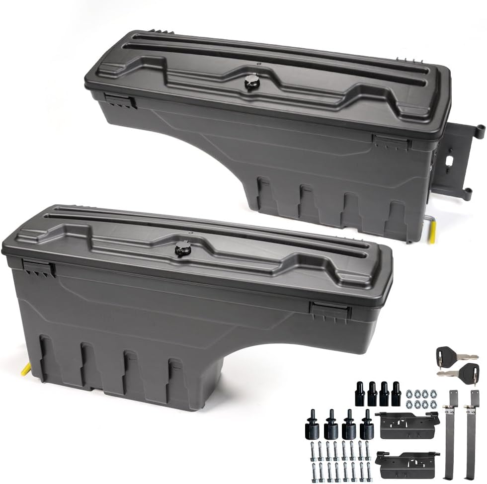 PIT66 Lockable Truck Bed Storage Toolbox, Compatible With 2002-2018 Dodge Ram 1500 2500 3500, Drawer Driver+Passenger Side, 2Pcs