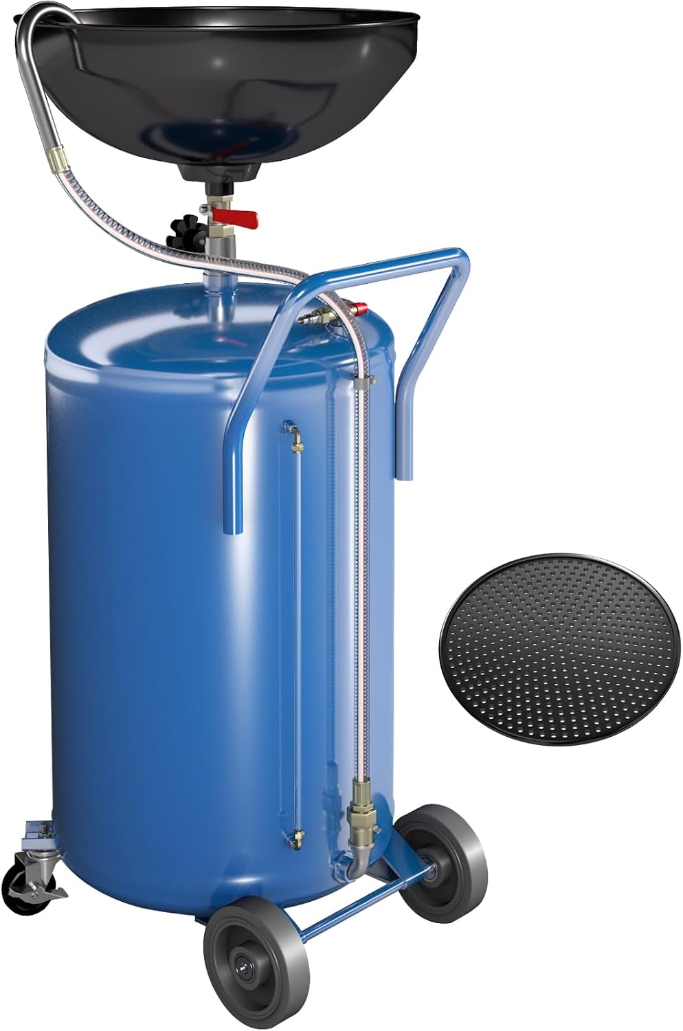 Larbanke 20-Gallon Waste Oil Drain Tank, Air Operated Drainer Oil Change Container with 360 ° Wheels,Oil Drain with Adjustable Funnel Height, Change Container Suitable for Car Repair Shops and Garages
