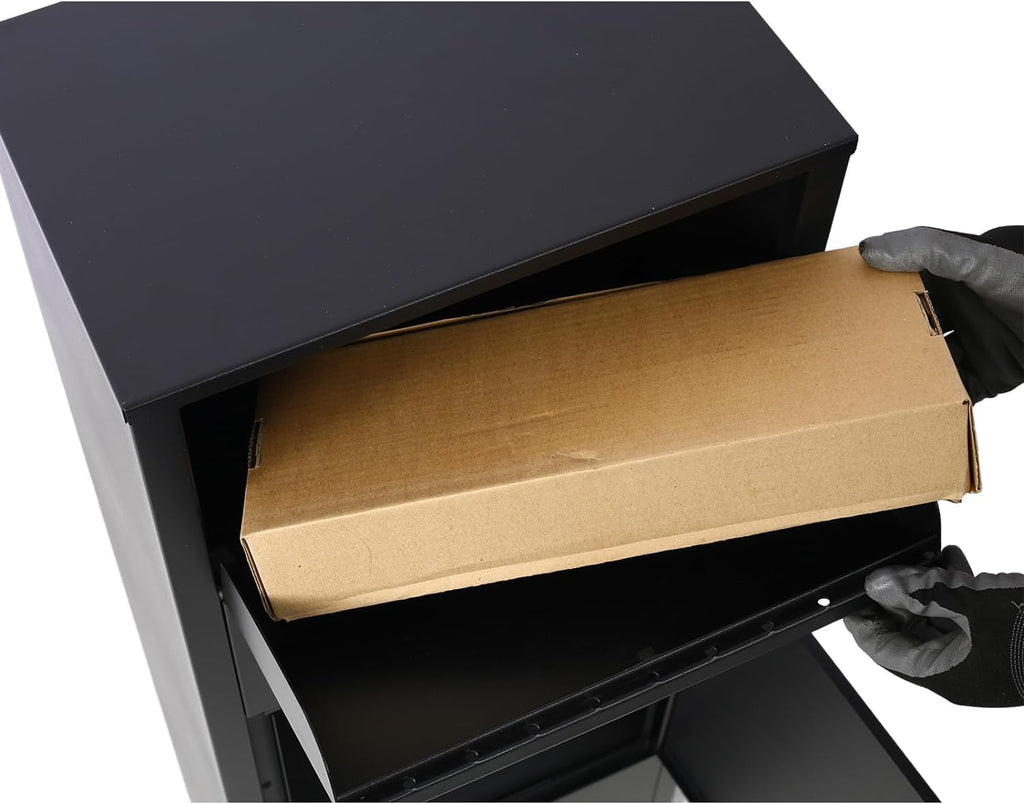 Extra Large Steel Package Delivery Box Express Mail Parcel Drop Box with Lockable Storage Compartment Heavy Duty Weatherproof for Outside for Home & Business (10.5'×15.5'×41.3')
