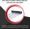 HI-TECH Clear Adhesive Car Carpet Protector Film Roll – 24' x 300' – 6mil Disposable Sticky Floor Mat Cover – Perforated Sheets – Auto Detailing, Service, Personal Use