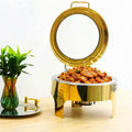 1Pack 6.8 Qt Golden Chafing Dish Buffet Set with Big Visible Window, Round Stainless Steel Buffet Servers and Warmers for Catering, Parties, Hotels and Weddings