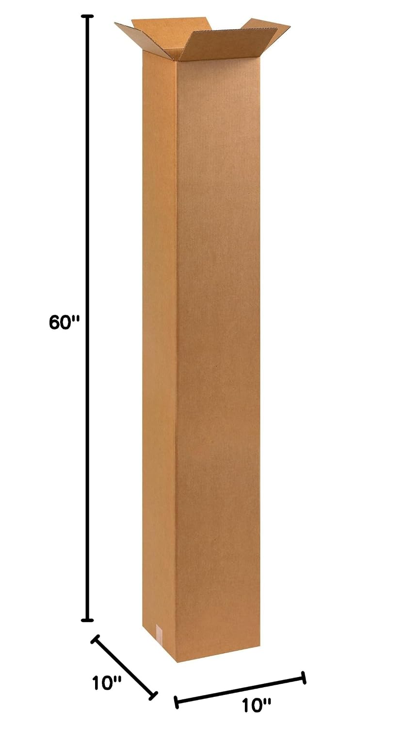 BOX USA 10 x 10 x 60 Corrugated Cardboard Boxes, Tall 10'L x 10'W x 60'H, Pack of 15 | Shipping, Packaging, Moving, Storage Box for Home or Business, Strong Wholesale Bulk Boxes