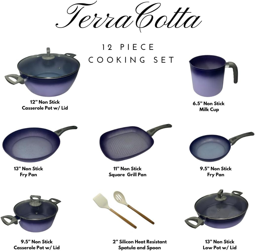 Terracotta 12 Piece Cooking Set with Milk Cup - Purple