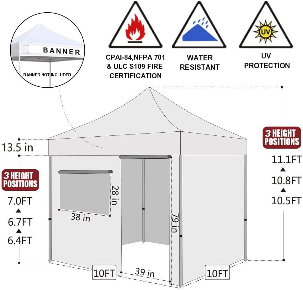 Eurmax USA 10x10 Pop Up Canopy Tent,Commercial Tent with Patented No-Tip Rolling Bag,4 Zippered Removable Walls,UV & Water Resistant Canopy Top,Heavy Duty Outdoor Gazebo,Instant Shelter(Blue)