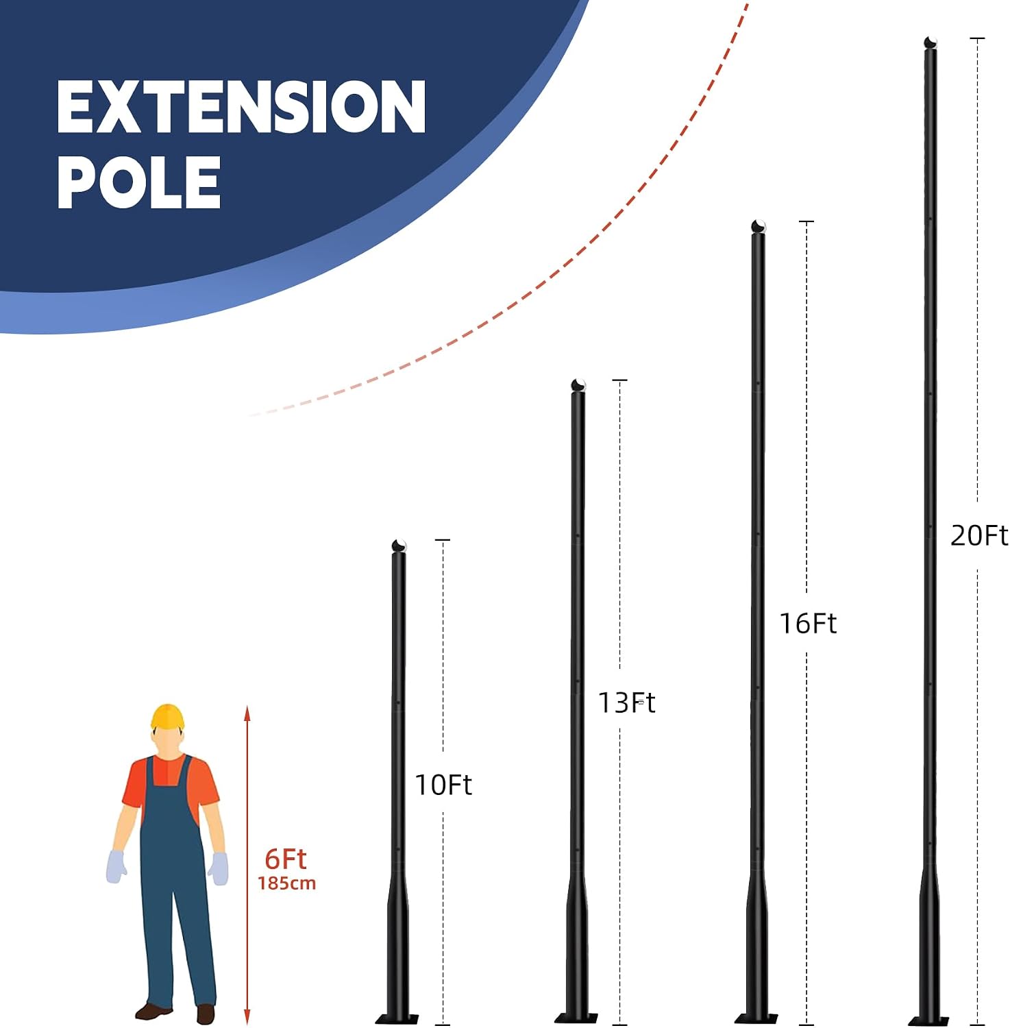 Street Light Pole 16Ft, Street Light Poles for Outdoor Lighting,Solar Pole Accessory for Street, Suitable for Basketball Courts, Parking Lots, Residential Areas, Park (16FT)