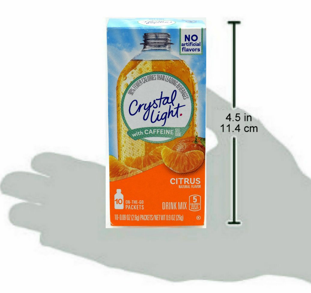 Crystal Light On-The-Go Drink Mix Packets with Caffeine, Zero Sugar Powdered Water Enhancer, Natural Flavor Low Calorie Energy Beverage Mix, Citrus, 0.09 Ounce Packets, 10 Count (Pack of 25)