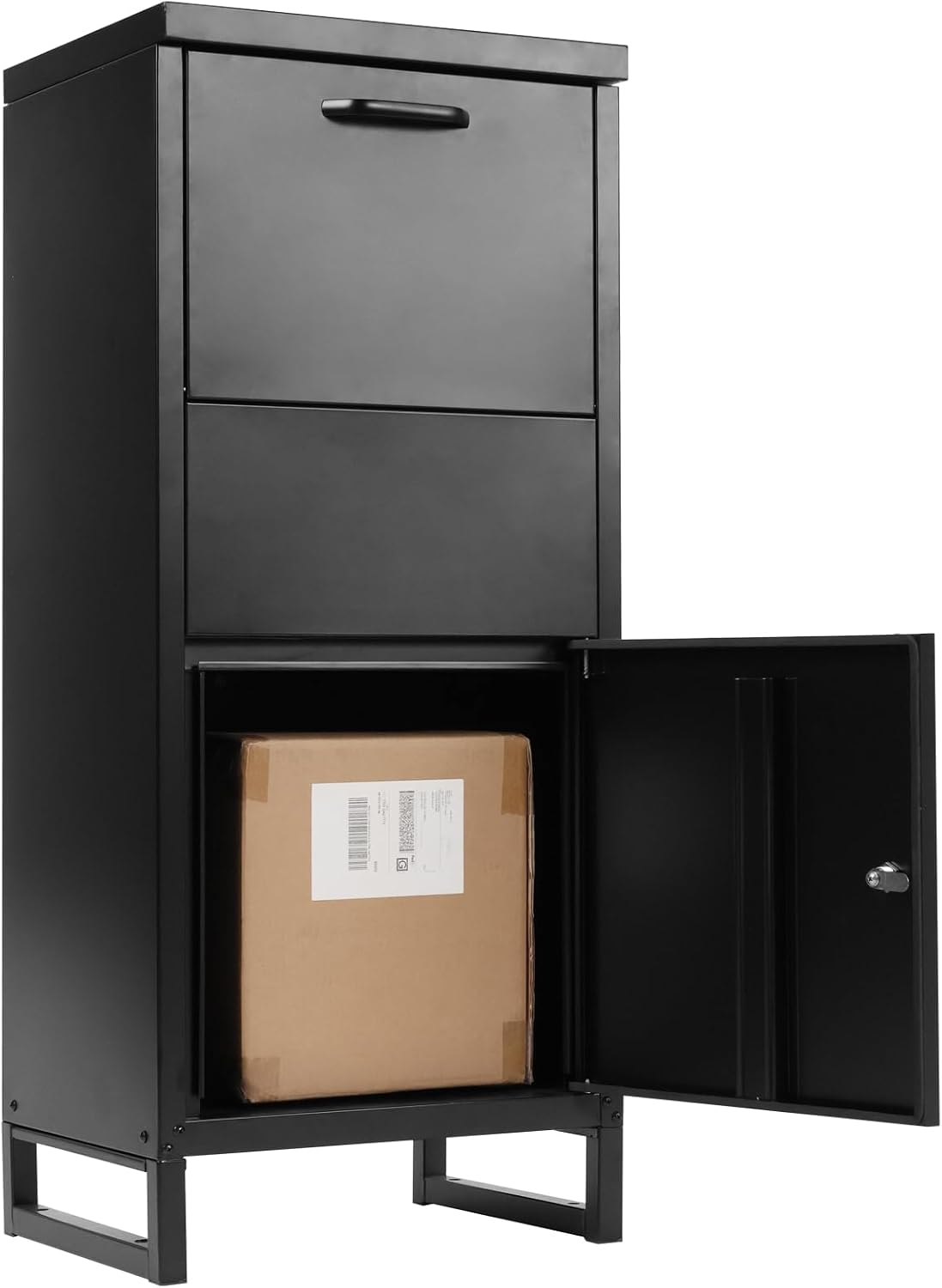 ALBAD Package Delivery Boxes with Lockable Secure Compartment, Anti-theft Baffle Parcel Drop Box, and Waterproof Design for Porch and Curbside Delivery (BLACK)