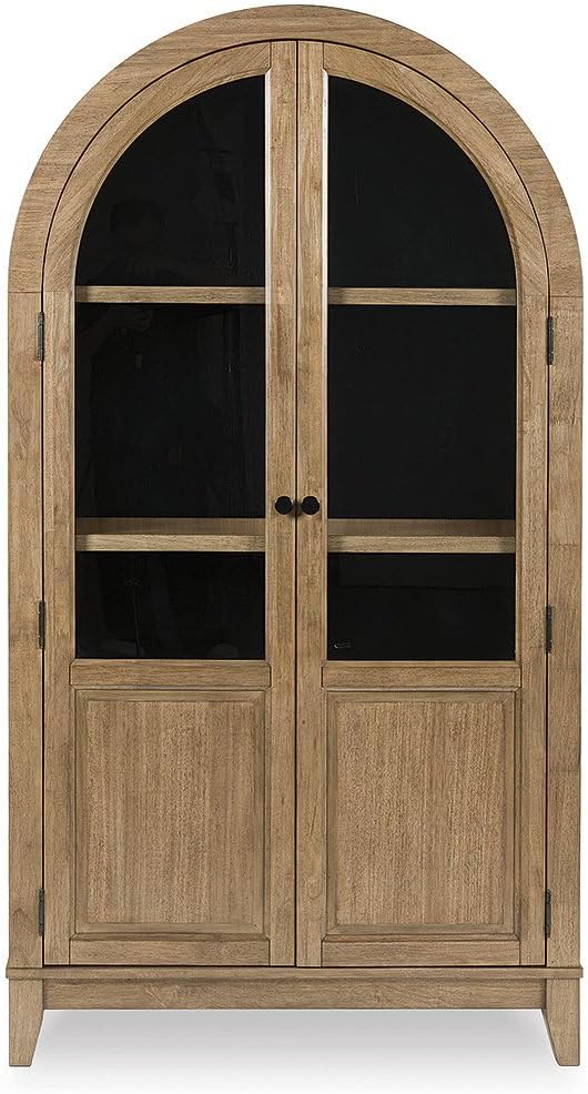 Signature Design by Ashley Dagandale Casual Accent Cabinet with Anti-Tipping and Adjustable Shelf, Light Brown & Black