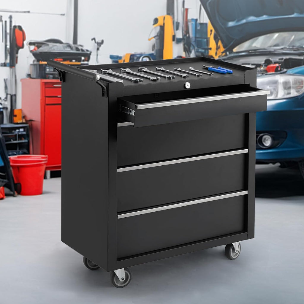 5-Drawer Tool Chest With Wheels, Rolling Tool Cart With Caster Wheels, Sliding Drawers and Protective Liner, Lockable Storage Cabinet for Garage, Workshop, Warehouse