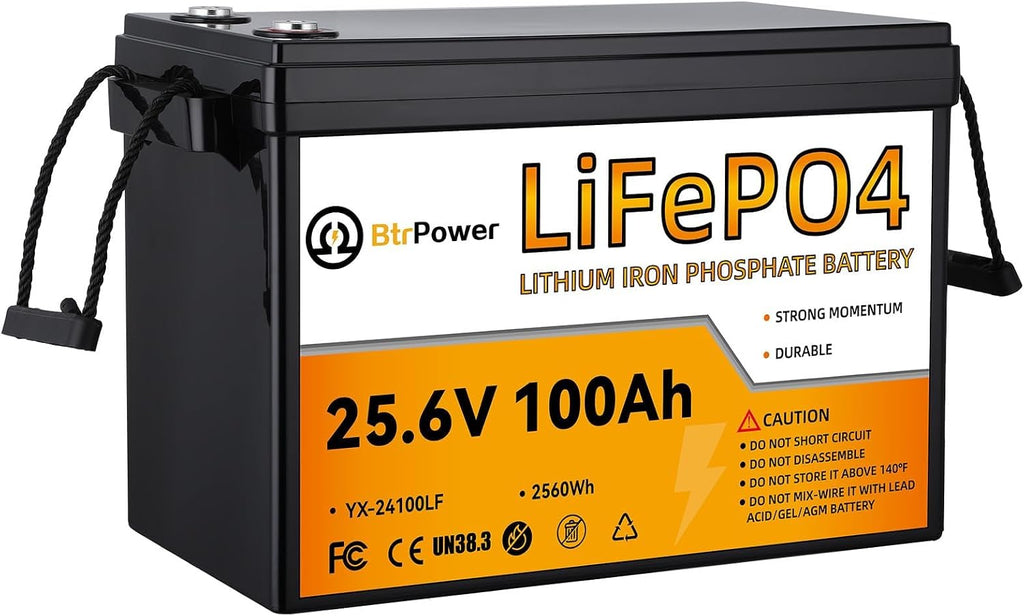 2 Pack 24V 100Ah LiFePO4 Battery, Built-in 100A BMS,2560Wh Lithium Battery,4000-15000 Deep Cycles & 10-Year Lifetime, Perfect for Marine, RV, Marine, Trolling Motor, Solar Off-Grid System