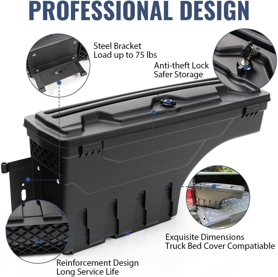 PIT66 Truck Bed Storage Box Left and Right Side Compatible with Ford F150 1997-2014