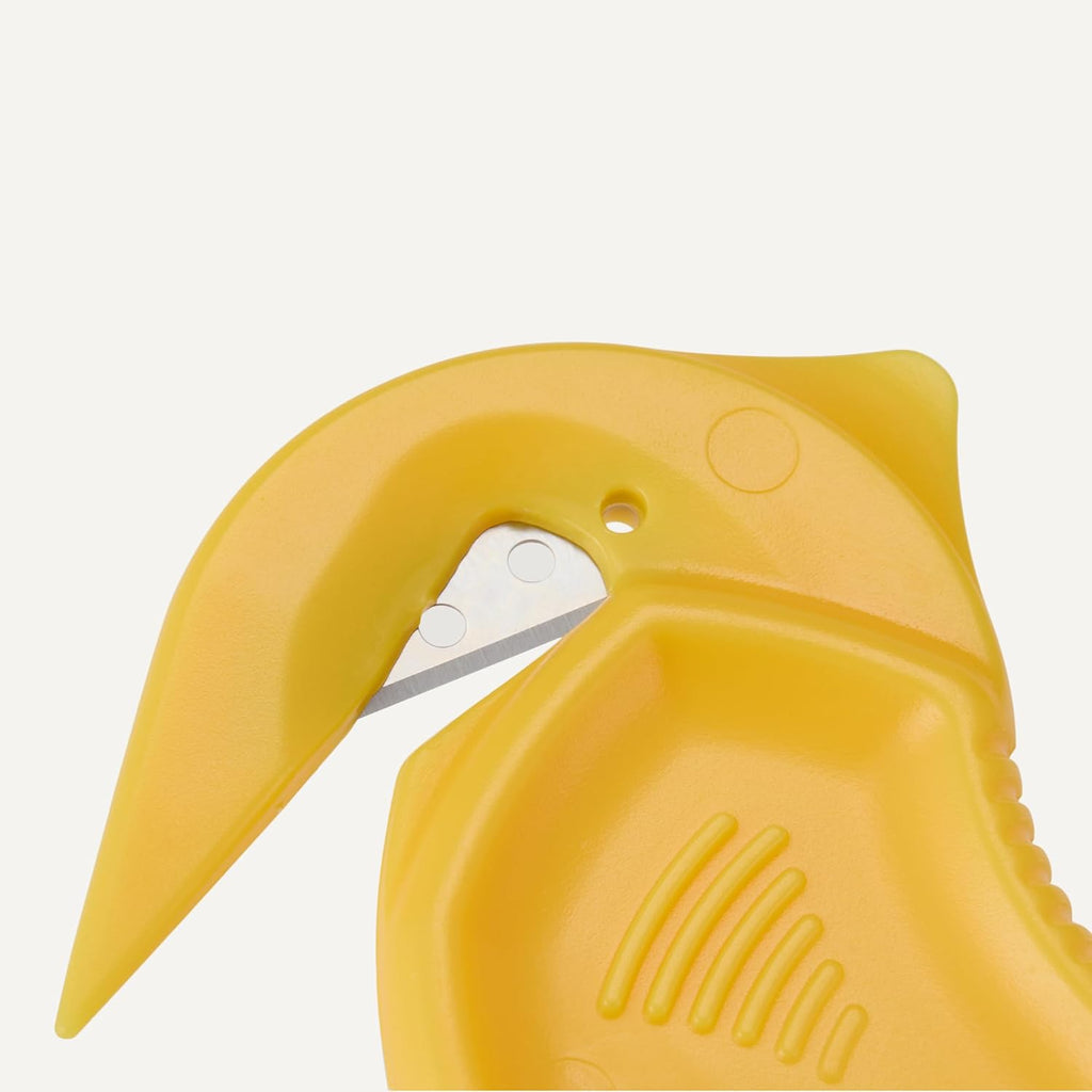 Amazon Basics Film Safety Cutter, Concealed Stainless Steel Blade with Tape Splitter for Boxes, Packages, Shrink Wrap, Yellow, 300-Pack