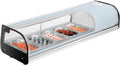 VEVOR Sushi Display Case Refrigerator, 1.8 Cu.ft Commercial Sushi Case, 5-Pan Countertop Showcase with Curved Glass, LED Lighting, and Digital Temperature Control, for Sushi-Bar, Restaurant, Store