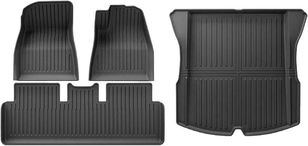 Compatible with Tesla Model 3 Highland 2024 2023 TPE Floor Mats All Weather Waterproof Anti-Slip Front Rear Cargo Liner Trunk Mat(Yellow)