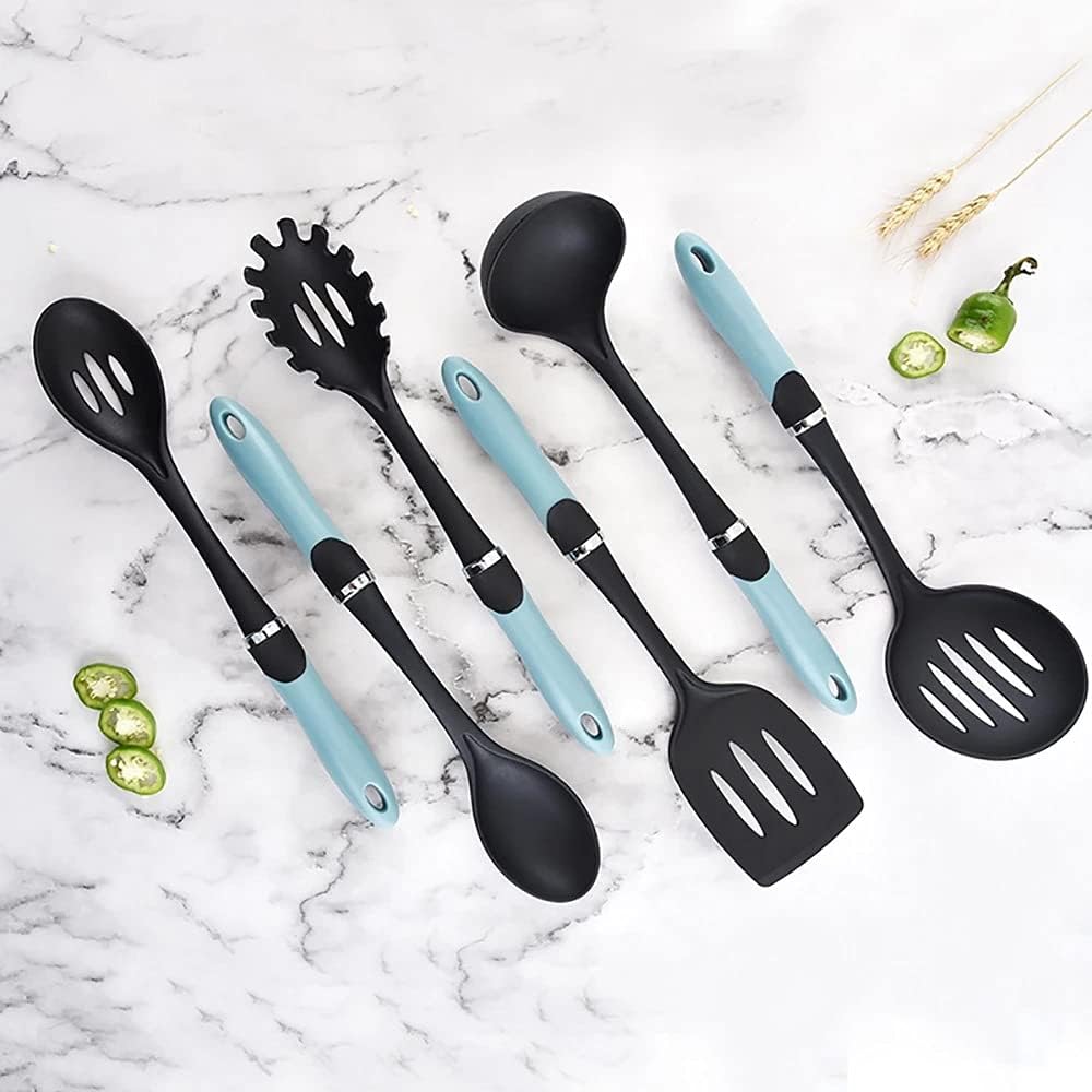 SKUZA Kitchen Utensils Set,8pcs Nylon Cooking Tools Kitchen Utensils Set Quality Handles Cooking Tool Non Toxic Kitchen Gadgets Nonstick Cookware
