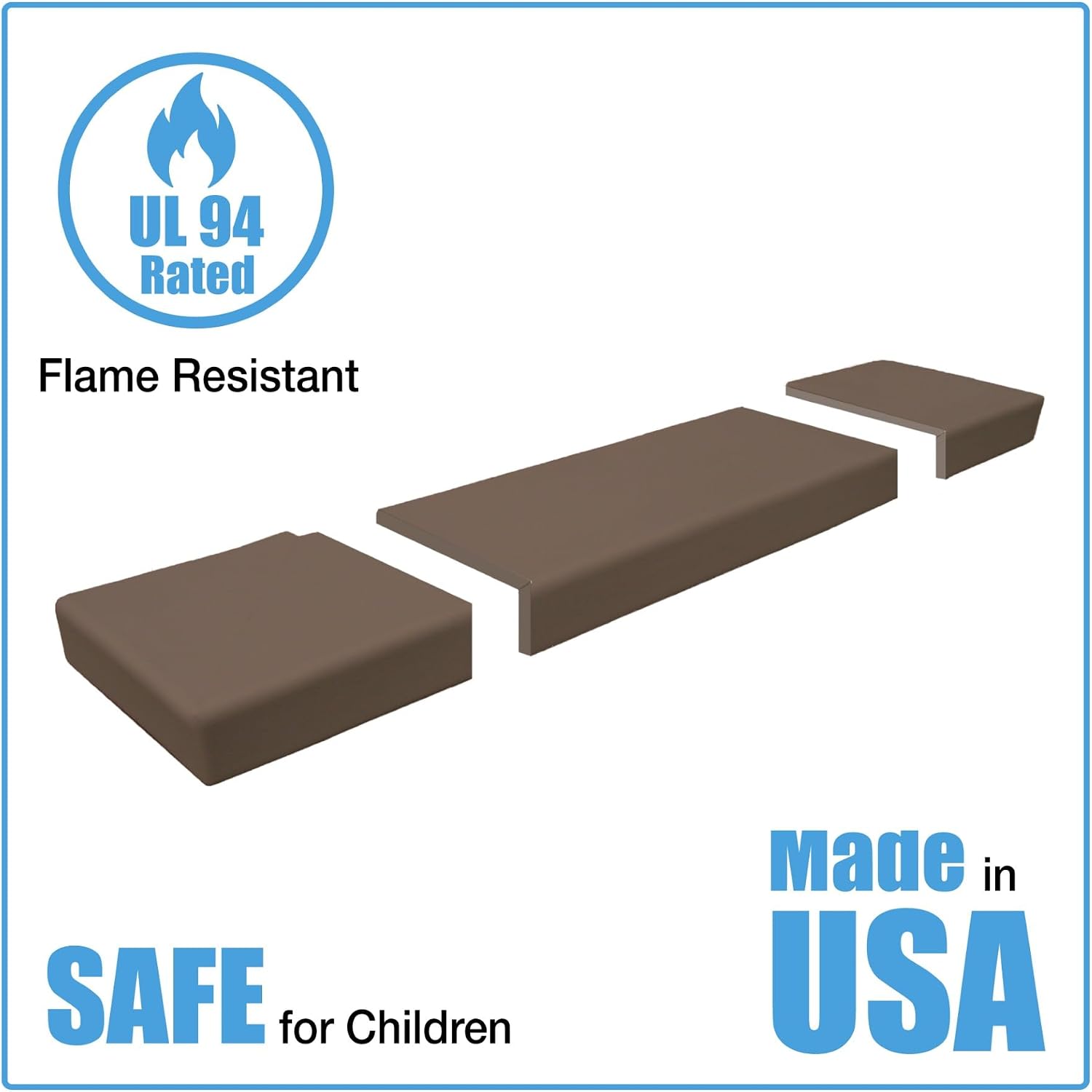 KidKusion Soft Seat Hearth Pad | Made in USA| Brown | 72' x 14' | Fireplace Safety Cushion | Hearth Pad