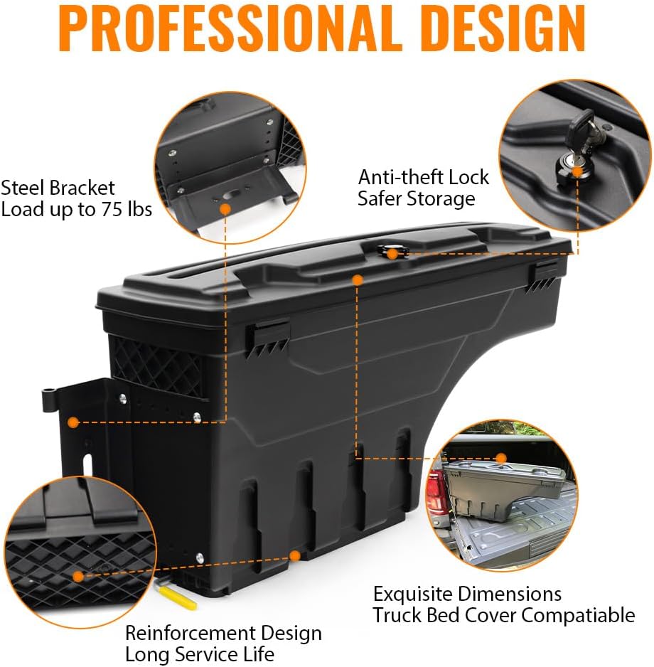 G-PLUS Lockable Truck Bed Storage Toolbox Driver and Passenger Side Compatible with Dodge Ram 1500 2500 3500 2002-2018
