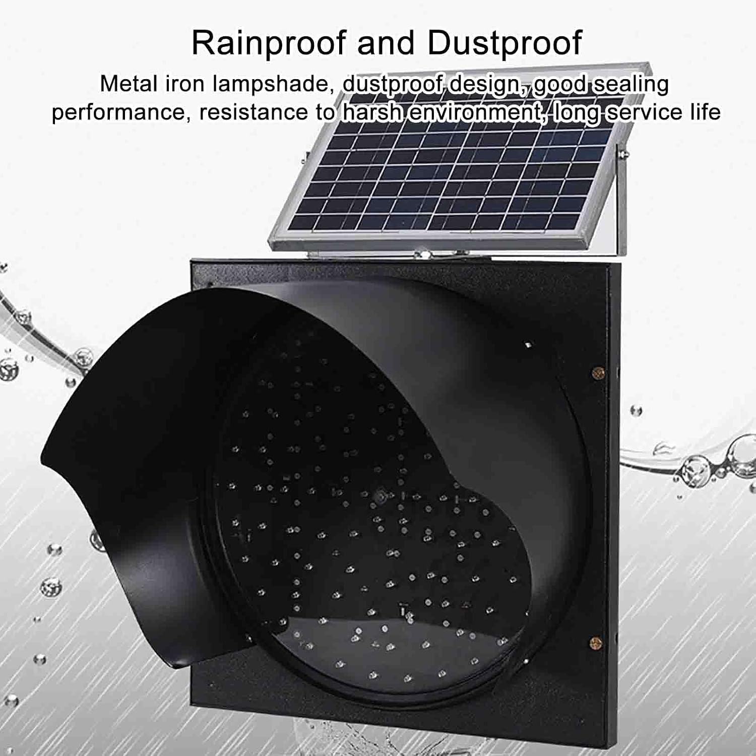 Solar Traffic Signals Signs Lights, Red/Yellow Flashing Light, LED Warning Light with Solar Panel, Outdoor Waterproof Road Safety Emergency Lamp, for Intersections, Curves, Bridges(Red,400mm/16in)