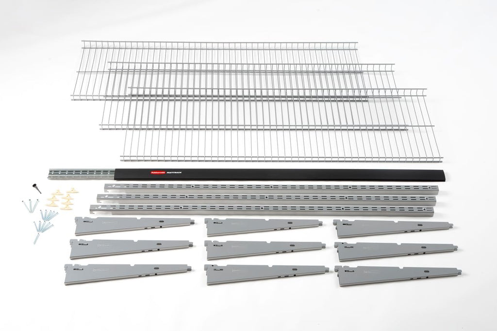 Rubbermaid Fasttrack Rail Storage 48'x16' 3-Shelf Kit, 350 lbs. Per Shelf, for Home/Garage/Shed/Workshop Organization