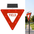 Yield Sign LED Flashing Crossing Signs - 28' Solar Yield Sign, Blinking Traffic Road Metal Signs, Engineer Grade Reflective File, with Accessories