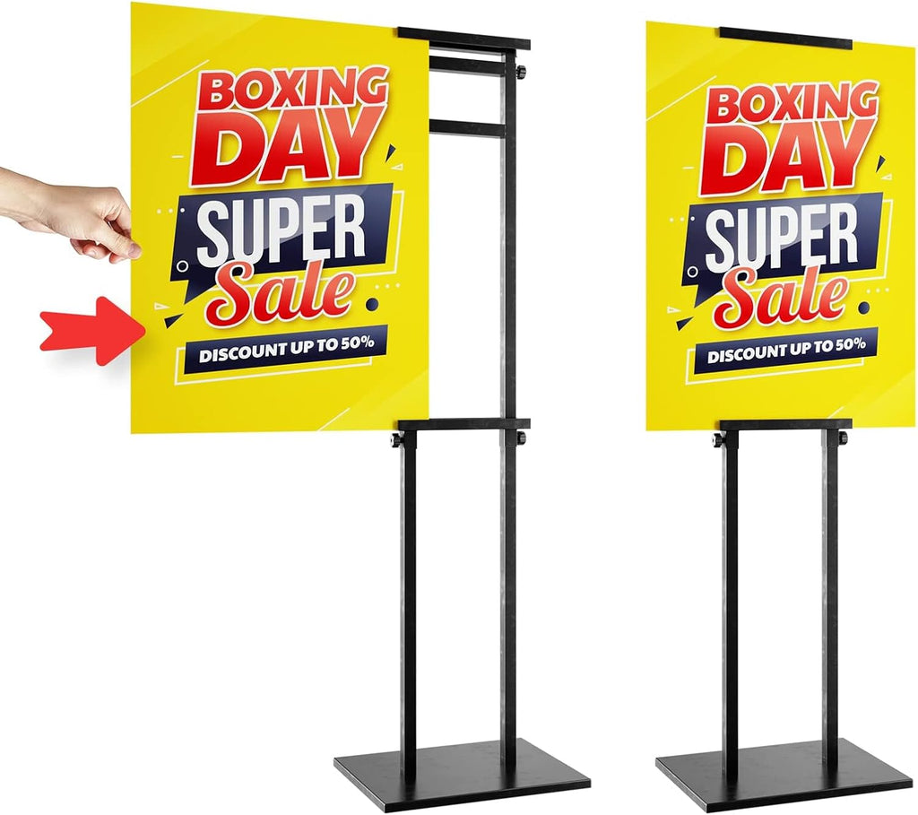WHAUU 6Pack Sign Holder Display Stand,Heavy Duty Adjustable Pedestal Sign Stand Up to 75 inch,Double-Sided for Board & Foam,Sign Stand with Base,Fit Wedding,Restaurant,Business(Poster not Included)