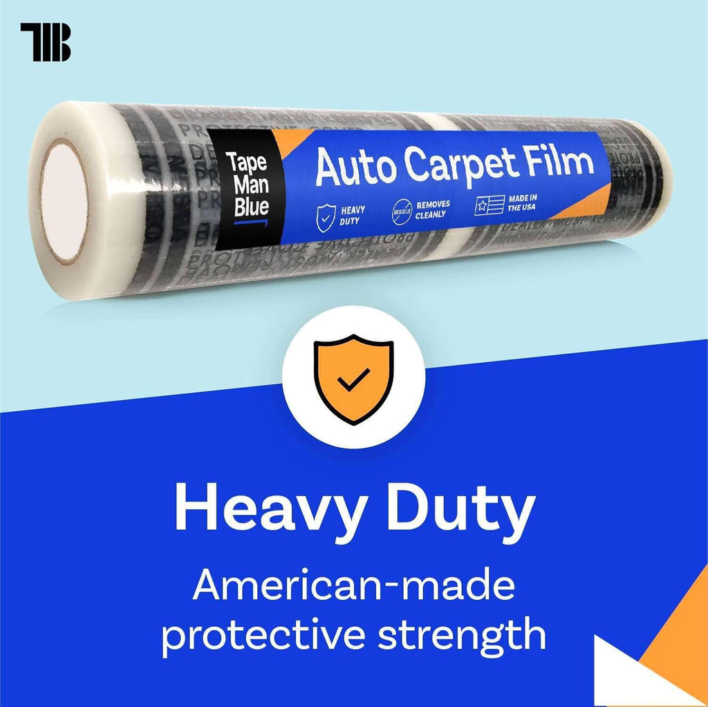 Auto Carpet Film, 24' Roll with 21' Perforation, 4 Mils Thick, Dealer Must Remove Protective Cover, Plastic Floor Mats for Car Carpet Protection, Made in USA (24' x 600' Roll)