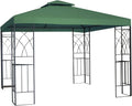 Gazebo Replacement Canopy 3x3M/10x10FT 2 Tier Replacement Canopy Top Cover Grill Gazebo Roof Waterproof Gazebo Canopy Replacement Top for Outdoor BBQ,Backyard,Garden,Patio(Color:Green)