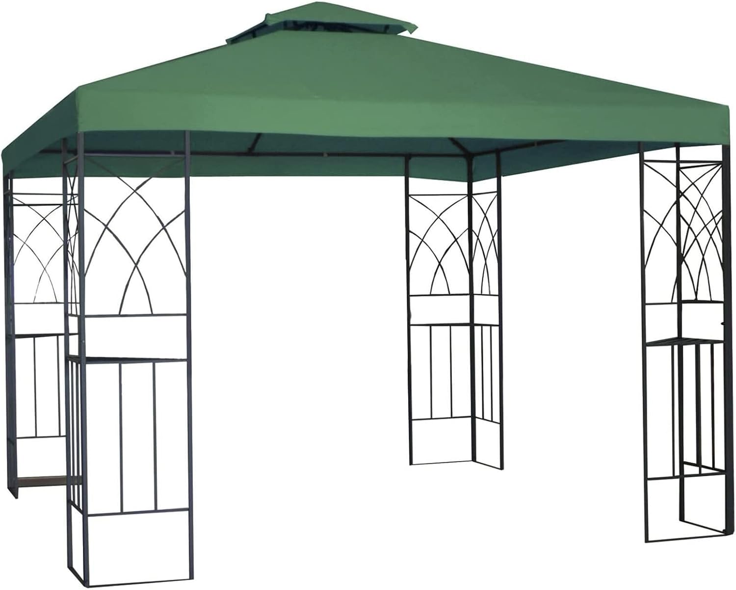 Gazebo Replacement Canopy 3x3M/10x10FT 2 Tier Replacement Canopy Top Cover Grill Gazebo Roof Waterproof Gazebo Canopy Replacement Top for Outdoor BBQ,Backyard,Garden,Patio(Color:Green)