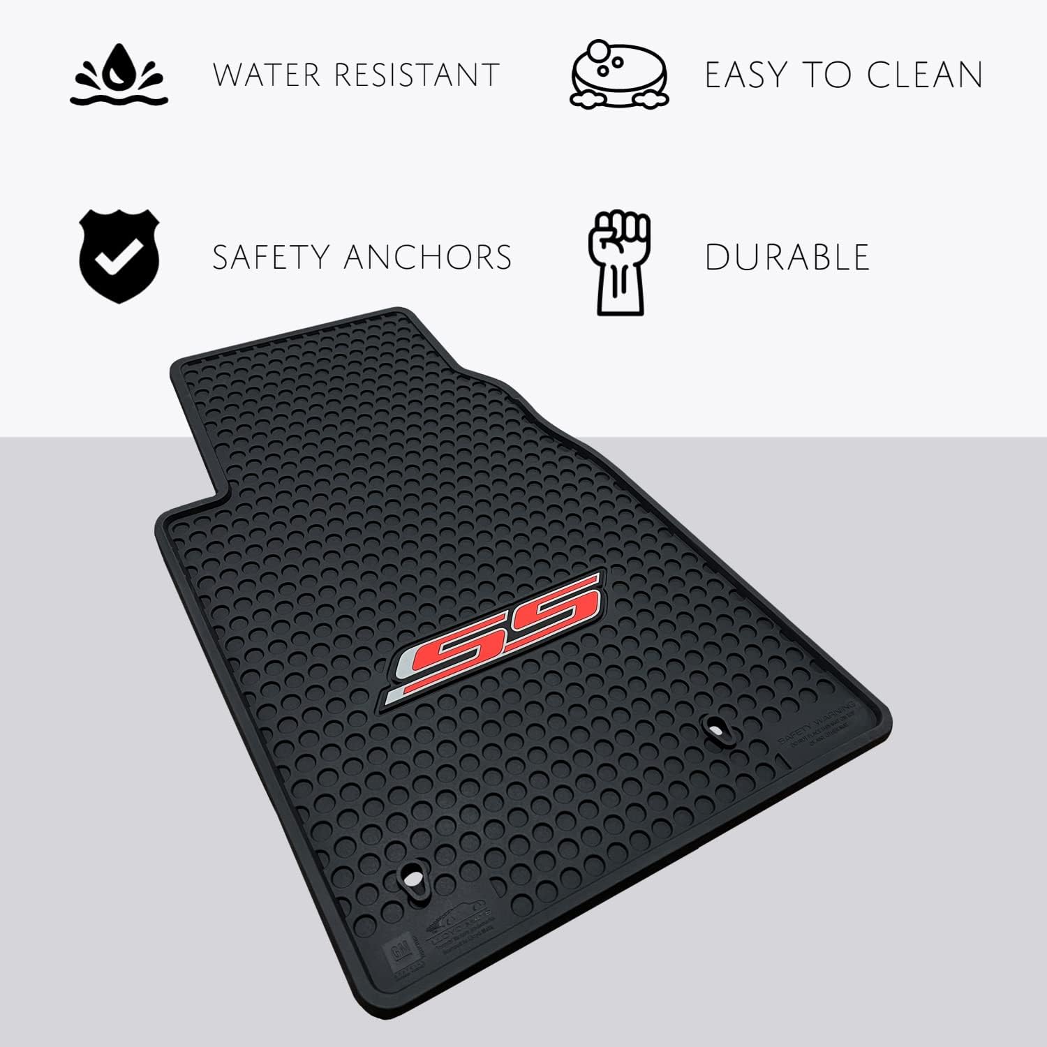 Lloyd Mats Custom-Fit All-Weather Rubber Floor Mats for Chevy Camaro 2010-2015 (Red SS, Black)