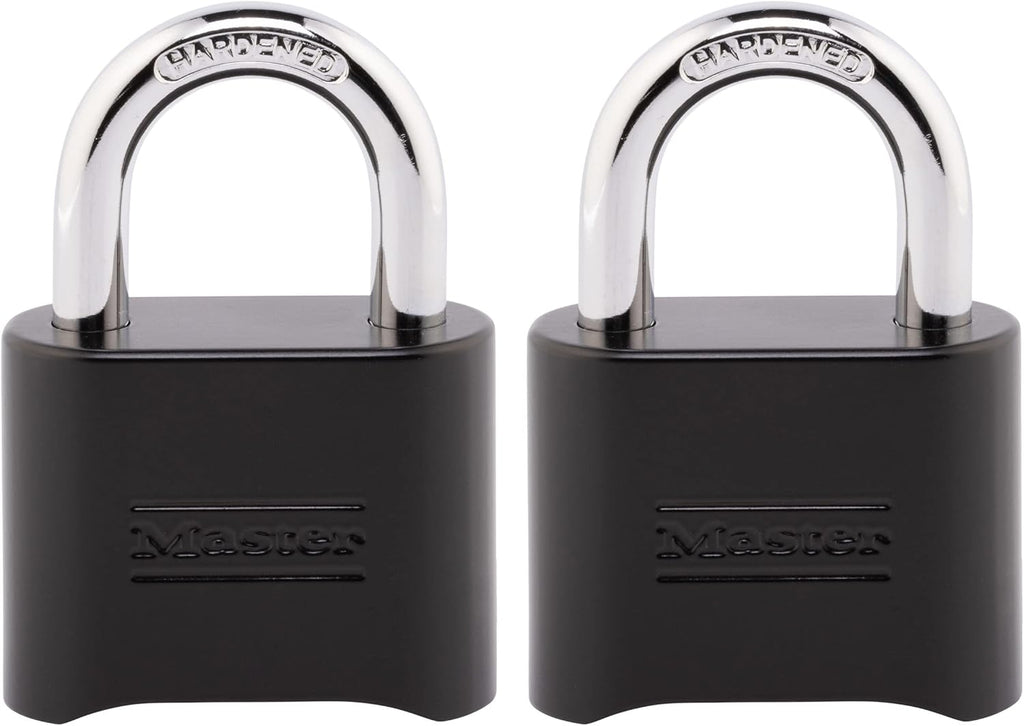 Master Lock Black Combination Padlock,Set Your Own Combo Lock,Weather Resistant Indoor and Outdoor Padlocks with Code for Gym Locker,Gate,Shed,178EC2,2 Count (Pack of 10)