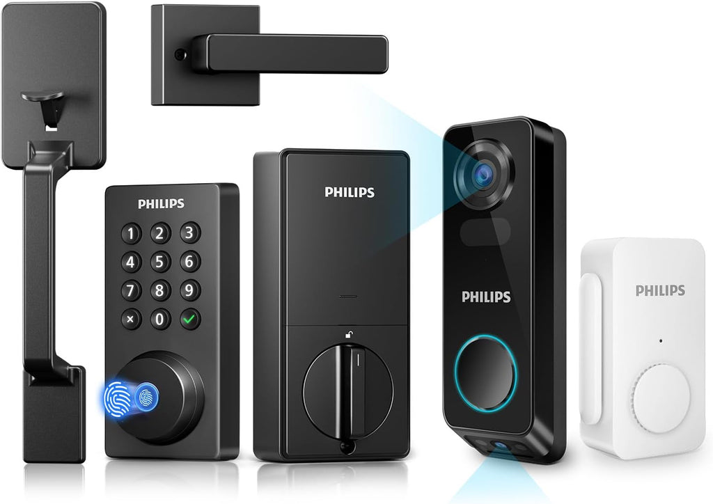 Philips Security Video Doorbell Camera Bundle with Wi-Fi Smart Door Lock