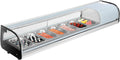 VEVOR Sushi Display Case Refrigerator, 2.5 Cu.ft Commercial Sushi Case, 7-Pan Countertop Showcase with Curved Glass, LED Lighting, and Digital Temperature Control, for Sushi-Bar, Restaurant, Store